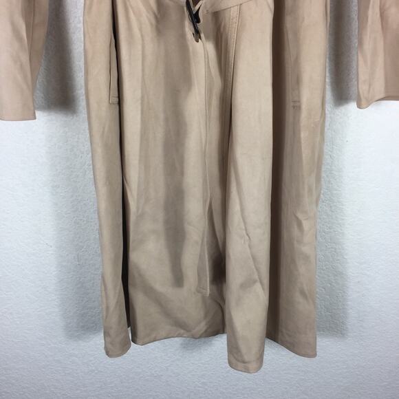 Zara Tan Trench Coat XS Faux Suede Double Breasted Belted Classic Mid Length - Picture 10 of 16